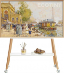 ECOTINY teleri statiiv ratastega 49 kuni 75-tollise teleri jaoks kuni 40 kg, metallist konstruktsioon ja puidust riiul, liikuv teleri statiiv ratastel &auml;ri, kontori, kooli, kodu jaoks.