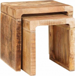 MOBCANT Satztische 2 STK Braun 46 x 40 x 46 cm Massivholz Mango Modern Nesting-Tischen Beistelltische f&uuml;rs Wohnzimmer Side Table Praktisch