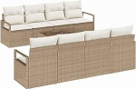 9-teiliges Garten Sofa Set mit Kissen Beige Poly Rattan, 2-Sitzer Garten Sofa mit Kissen Beige Poly Rattan Gartenlounge Model3346311