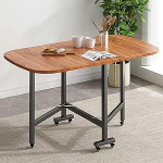 Klappbarer Esstisch mit 6 Rollen, stabiler Rahmen aus Karbonstahl, umweltfreundliche PVC-Oberfl&auml;che, kannab 150 kg, perfekt f&uuml;r Esszimmer und Wohnzimmer
