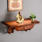 Ausstellungsst&auml;nder f&uuml;r Buddha-Statuen - Wandmontierter Altartisch aus Bambus, 60 x 30 cm (23,6 x 11,8 Zoll), perfekt f&uuml;r Gebete, R&auml;ucheropfer, buddhistische Schreinnische, Elegante Heimdeko