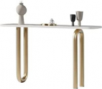 Eingangstisch, Moderner Eingangstisch aus Kunstmarmor und Metallfu&szlig; Konsolentisch(Gold,S)