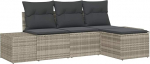 4-teiliges Garten-Sofa-Set mit Kissen Hellgrau Poly-Rattan Gartenlounge Model3355681