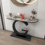 Schmaler Flurkonsolentisch, nordischer Stil hinter dem Couchtisch f&uuml;r Flur, Eingangsbereich, Wohnzimmer 80 * 30 * 80 cm (Gold 5)