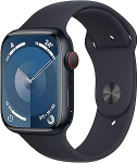 Apple Watch Series 9 [GPS + mobiilside, 45 mm] alumiiniumist korpus Midnight koos spordirihmaga Midnight, M/L (uuenenud)