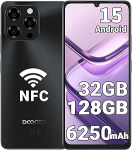 DOOGEE Note 58 mobiiltelefon ilma lepinguta, Android 15, 32GB + 128GB/2TB TF, 6,75-tolline HD+ 90Hz, 6250mAh, 16MP + 8MP, nutitelefon, Octa Core protsessor, Dual SIM, Face ID, NFC/GPS/OTG