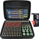 Kixda Battery Case 250+ Slots Large Organizer Storage Box Holder for 2A 3A 4A C D 9V 3V Lithium Button Batteries (Free Tester, No Batteries)