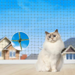 Aystkniet Cat Net for Balcony, 6 x 3 m Protective Cat Net Wire Reinforced Black with 20 m Mounting Rope and Accessories, for Windows Patio Door Indoor and Outdoor Use