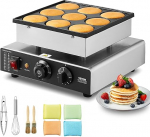 VEVOR Mini Pancake Maker Commercial Dutch Mini Pancake Machine 9 Pcs 76mm Diameter Dorayaki Baking Machine 850W Temperature and Time Control in Kitchens, Cafes and Restaurants