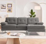 DUANDUAN Corner Sofa, 3-Seater Sofas, 210 cm Wide, Upholstered Corner with Spring Core, Cushion and Backrests, Removable and Washable, Chaise Longue, Can be Mounted on Both Sides, Couch L-Shape for