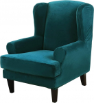 2 Pieces Wing Back Chair Cover Set 2 in 1 Design Removable High Stretch Soft Velvet Wing Back Armchair Cover Slipcover for Living Room Bedroom Hotel (Teal, Velvet)
