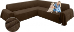 ALIECOM nurgas diivanikate L-kujuline diivanikate koos tupsuga &scaron;enilliga Pehme paks U-kujuline pestav m&ouml;&ouml;blikaitsja lemmiklooma koerale kassile tumepruun 230x650cm