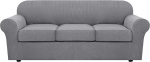 H.VERSAILTEX komplekt 4 Stretch diivanikatted 3 padjakatete diivanikattedeks elutoa m&ouml;&ouml;bli katteks (Basic Cover Plus 3 istmepadja katted) Funktsioon Parandatud paks Jacquard kangas (diivan, Dove)
