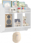 WOLTU Children's Bookcase, Wall Shelf, Floating Shelf, Hanging Shelf, Children's Room, Floating Shelf for Stereo System, Compact System, with 1 Top Compartment, 3 Open Compartments, 4 Hooks, White