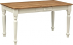 Country-style solid lime wood antiqued white frame natural top W140xDP80xH80 cm sized fixed table