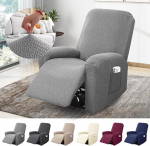 1-kohaline tugitooli kate, Stretch tooli katted taskuga, k&otilde;ikeh&otilde;lmav triibuline Jacquard-tooli kaitsja TV-toolile, l&otilde;&otilde;gastav tool, tugitooli kate (helehall, 4-osaline)