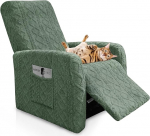 Tugitooli kaitsja tugitoolile, 4 t&uuml;kki, paks Jacquard Stretchy tugitooli kate taskutega, TV tooli kate, tooli kate lastele, koertele ja lemmikloomadele (roheline)