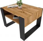 Kohvilaud 65 x 53,6 cm - elutoa laud puidust materjalist, tugev ja kaasaegne kohvilaud koos t&auml;iendava riiuliga - k&uuml;ljelaud, Wotan/must, ristk&uuml;likukujuline