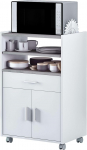 Habitdesign, Tidy k&ouml;&ouml;gi k&uuml;lgkapp ratastega, mikrolaineahju kapp 1 sahtli, 2 ukse ja avatud riiuliga, v&auml;rvi Artik White ja Cement Grey, m&otilde;&otilde;tmed: 59 x 92 x 40 cm (Laius x K&otilde;rgus x S&uuml;gavus)