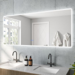 BORAS seeria suur vannitoa peegel LED kaudse valgustusega 160 x 70 cm uduvastane jahe valge neutraalne valge soe valge reguleeritav timmitav puutetundlik l&uuml;liti m&auml;lufunktsiooniga seinal&uuml;liti jaoks