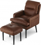 CLIPOP kunstnahast lamamistool koos tugitooliga, elutoa tool, polsterdatud tool, TV tool koos jalatoega, lugemistool, k&auml;etoega tool elutuppa, magamistuppa, &otilde;ppetuppa (tumepruun)