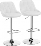 Yaheetech Baaritoolid 2-st reguleeritava k&otilde;rgusega baaritoolist 360&deg; p&ouml;&ouml;rlev baaritooli koos kunstnahaga k&ouml;&ouml;gi/baari/salongi/s&ouml;&ouml;gitoa jaoks, valge