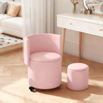 &Uuml;mmargune meigitool koos hoiuruumiga P&ouml;&ouml;rlev PU nahast t&ouml;&ouml; / meigitool koos kokkupandava seljatoega pehmendusega tooliga magamistoas ja elutoas