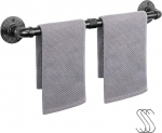 Industrial Pipe Towel Bar, DIY vannitoa riiul rippuv riie, Steampunk Wall Mount Bathroom Rustic Towel Rail Holder with 3 Hooks (24")
