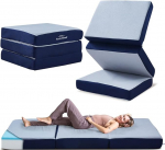 MKS kokkupandav madrats, k&uuml;lalismadrats, 3-osaline kokkupandav madrats, 15 cm paksune, kokkupandav, t&auml;iskasvanud (sinine, 75 x 65 x 45 cm)