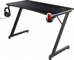 Trust Gaming GXT 709 Luminus RGB Gaming Tisch mit LED Beleuchtung, 10 Modi, USB-Betrieb, Gaming Schreibtisch mit Headset und Getr&auml;nkehalter, Computertisch 120 x 60 f&uuml;r B&uuml;ro, Gamer - Schwarz