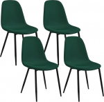 Lestarain s&ouml;&ouml;gitoolide komplekt (4 tooli) magamistuppa K&ouml;&ouml;ki elutuppa Mugavad k&ouml;&ouml;gitoolid seljatoega, metallist jalad, Skandinaavia moodne, valmistatud koordi, tumeroheline