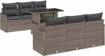 7-teiliges Garten-Sofa-Set mit Kissen Grau Poly-Rattan, 2-Sitzer Garten-Sofa mit Kissen Grau Poly-Rattan Gartenlounge Model3348385