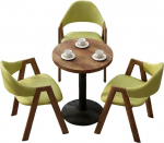 Kaasaegne 3-osaline &uuml;mmargune laud ja toolid, 1 3 m&ouml;&ouml;bel, puidust ja pehme polsterdatud kodu / kohvikuga (C)