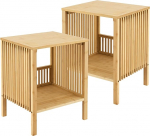 [en.casa] Varde K&otilde;rvallaud 2 tuba laudade komplekt 50 x 39 x 33 cm Voodilaua diivanilaud K&otilde;rvallaud kohvilaud koos hoiukambriga Bambus naturaalsed v&auml;rvid