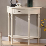 Puidust konsoollaud, poolringikujuline laud sissep&auml;&auml;suala jaoks koos sahtli ja riiuliga, kitsas k&uuml;ljelaud elutuppa, sissep&auml;&auml;sualale, koridori (valge, 60 x 30 x 80 cm / 24 x 12 x 31 tolli)