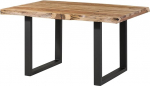 Massivmoebel24.de Freeform 5 Sheesham Wood Tree Table Natural Sandblasted + U-Legs in Matte Anthracite 160 x 90 x 77 cm Solid Wood Table Tree Edge Table S&ouml;&ouml;gilaud