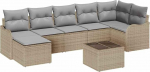 8-teiliges Garten Sofa Set mit Kissen Schwarz Poly Rattan, 2-Sitzer Garten Sofa mit Kissen Beige Poly Rattan Gartenlounge Model3345800