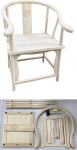 WANLIAN Round-Backed Ming and Qing Dynasties Chinese Style Dining Chair, Wooden Dining Chair, Wooden Chair with Armrests, Chinese Durability Arm Chair (Fully Assembled)