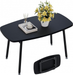 WOHOMO Kokkupandav kohvilaud V&auml;ike must kohvilaud elutuppa Kaasaskantav lihtne kaasaegne ristk&uuml;likukujuline keskne laud v&auml;ikestesse ruumidesse ei ole vaja kokku panna 80 x 40 x 45 cm Must