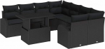 Gartensofa-Set mit Speicher 9 tk Schwarz Poly-Rattan Gartenm&ouml;bel Model3348619