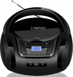 LONPOO kaasaskantav CD-m&auml;ngija Boombox FM-raadio/Bluetooth/USB/AUX sisendiga, 3,5 mm k&otilde;rvaklapipesa, 2 x 2 W selge stereoheli (LP-D03B)