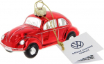 BRISA VW Collection - Volkswagen Beetle klaasist j&otilde;ulukaunistus ja -dekoratsioon kinkekarbis (1:40 m&otilde;&otilde;tkavas, punane)