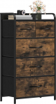 DWVO Chest of Drawers with 5 Fabric Drawers and Handles, Sturdy Steel Frame, Durable and Space Saving for Bedroom and Living Room, Rustic Brown