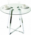 Premier Housewares Metropolitan Round Glass Dining Table with Chrome Leg, 76 x 90 x 90 cm