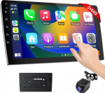 Haudio 9-tolline 2 Din Android raadio koos juhtmevaba CarPlay & juhtmevaba Android autoga, autoraadio HD puuteekraan koos tagantvaate kaamera, Bluetooth, AUX, AM/FM, Mirror Link, GPS navigatsioon, Apple CarPlay'ga