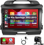 Motorsi 2+64G autoraadio Kia Sportage 2010-2016 juhtmevaba Carplay/Android autole, 9-tolline Android puuteekraaniga GPS navigatsioon/WiFi/USB/FM/RDS/SWC/Canbus/Bluetooth/EQ+AHD kaamera + mikrofon