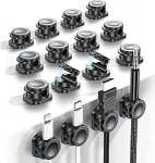 UQQU kaabli korraldaja, 16 kaablihoidja pakett, kaabliklambrid, reguleeritav magnetiline kaablijuhtimine, isekleepuv kaablihoidja voodi k&uuml;ljele, k&ouml;&ouml;giseadmetele, kontoritarvikutele, telefonikaablile, seinale, autosse