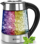 Klaasist veekeetja 1,7 liitrine, 2200 W, roostevabast terasest, temperatuuri valikuga | Teekeetja | 100% BPA (bisfenool A) vaba | Soojendusfunktsioon | LED valgustus v&auml;rvimuutusega | Temperatuuri seadistus (40&deg;C - 100&deg;C)