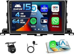4+64G Autoradio f&uuml;r Toyota Highlander 2015-2018 Android 15 mit 10'' In-Cell Bildschirm Unterst&uuml;tzung Wireless Carplay und Android Auto Mirror Link Radio FM/RDS GPS WiFi BT SWC