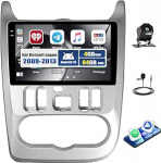 CAMECHO 4+64G Android 15 Navi Autoraido f&uuml;r Renault Logan 1 Sandero 2009-2013 mit R&uuml;ckfahrkamera, 9 Zoll 2Din Wireless Carplay Android Auto Bluetooth Radio mit GPS WiFi FM/RDS Mirror link+Canbus HD